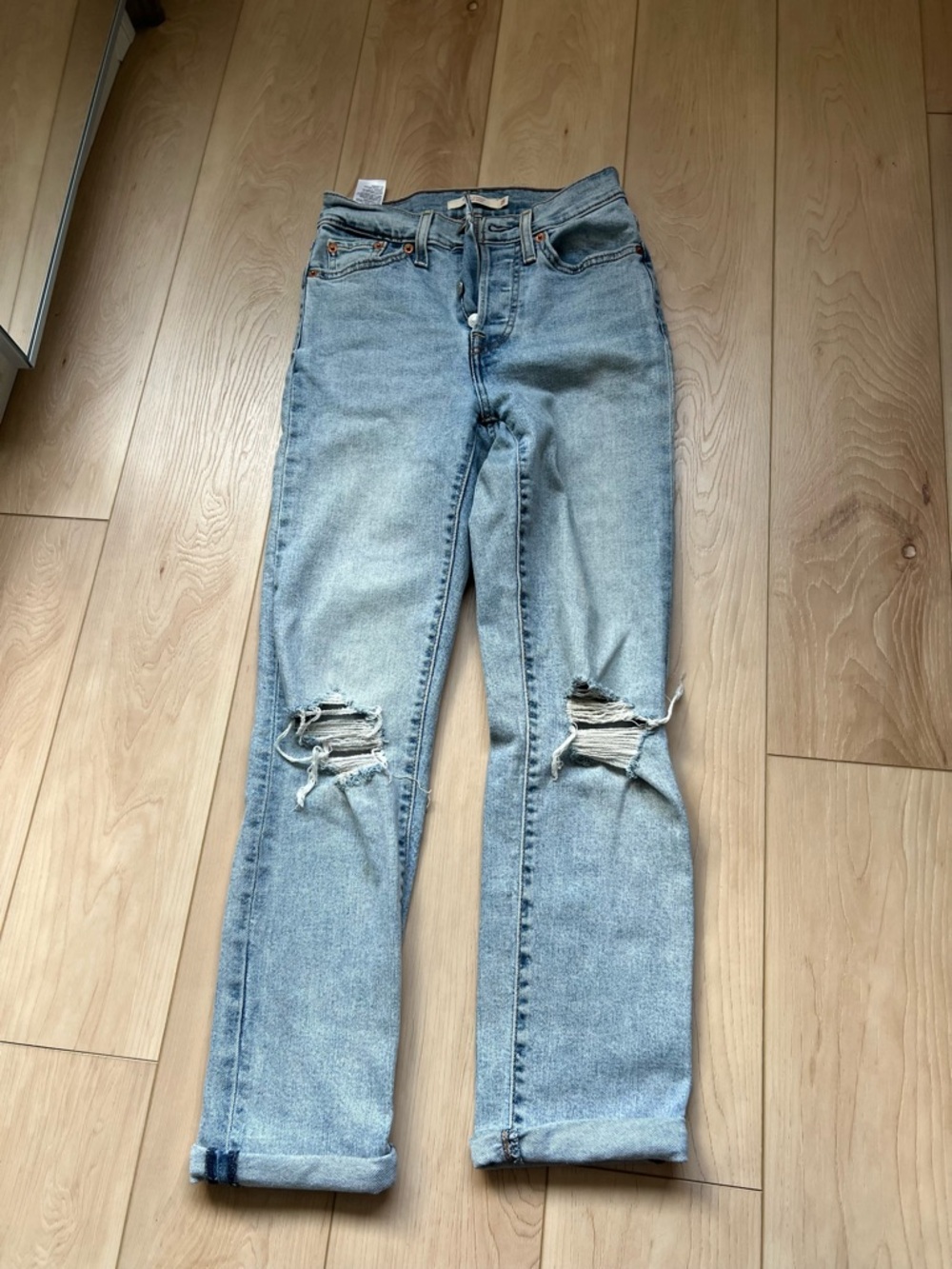 Levi's Light Blue Distressed Straight-Leg Jeans